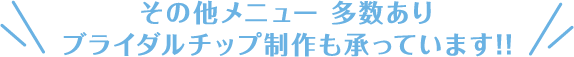 その他メニュー 多数ありブライダルチップ制作も承っています!!